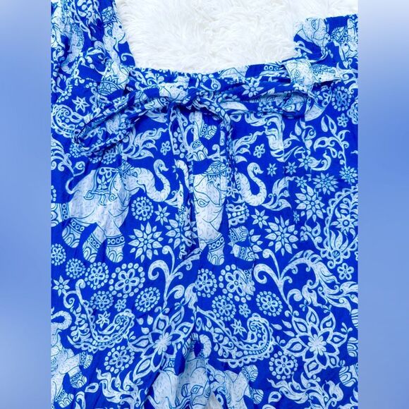Sale 🎉Blue Harem jogger Button And tie waist Elephant Pants - Picture 4 of 12